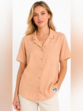 New Jordan Women's Woven Short Sleeve Shirt Women's Shirt Loose Fit Medium